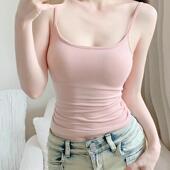 显瘦纯欲辣妹无袖 粉色美背吊带背心女纯棉内搭2025新款 春夏季 上衣