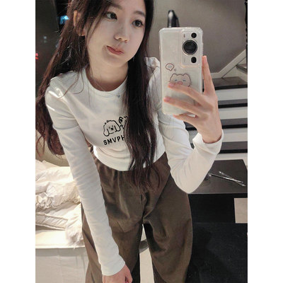 白色纯棉修身显瘦内搭打底衫女2025新款今年流行爆款长袖t恤上衣