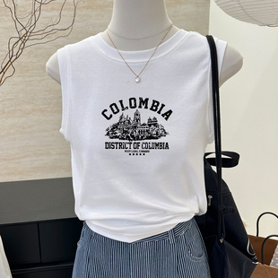 t恤上衣服外穿 白色纯棉坎肩吊带背心女2025新款 夏季 巨好看 无袖