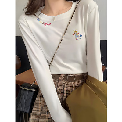 冬季德绒内搭高级感可外穿打底衫女巨好看的早秋chic长袖t恤上衣