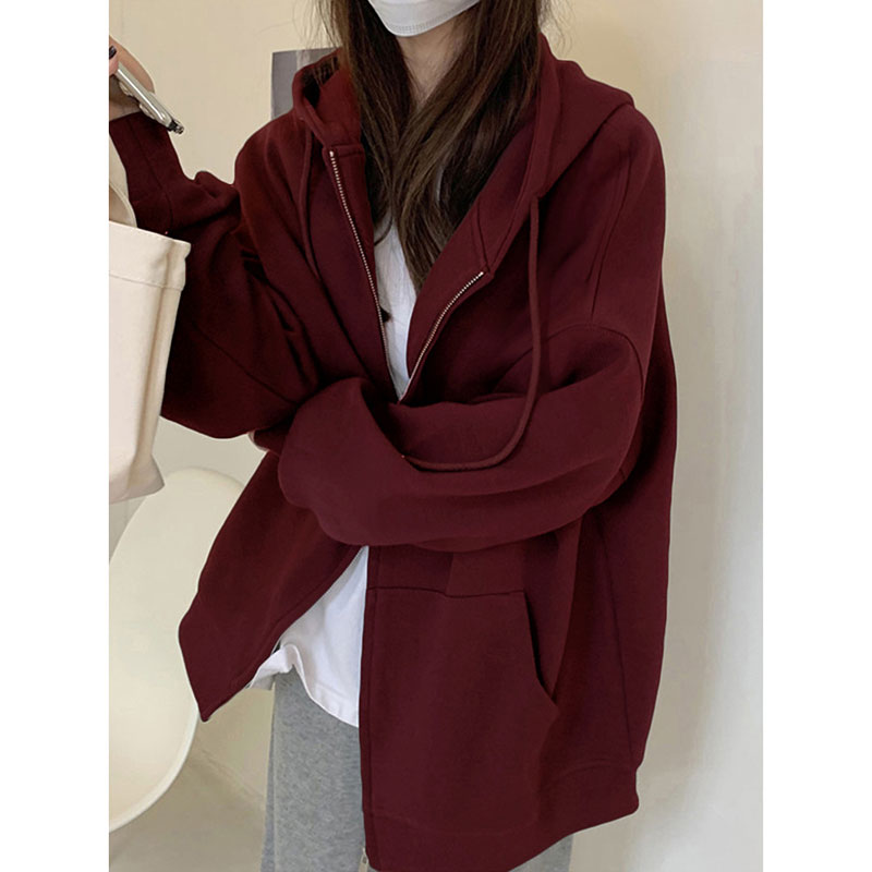 秋冬季新款开衫连帽卫衣女士外套