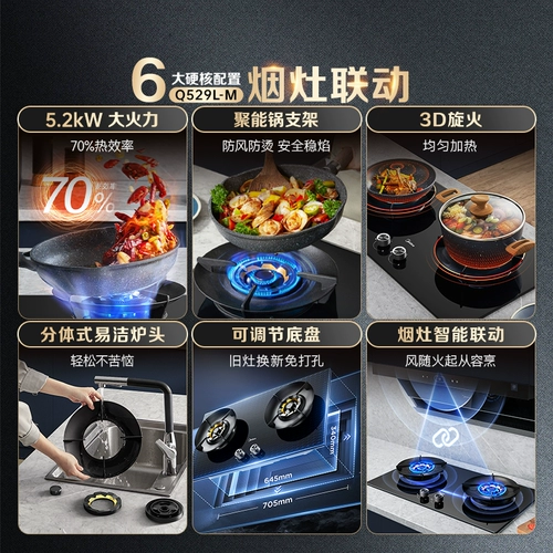 {Правительственная субсидия} Midea Q529L Газовая плита природная газа с двойной печью на столовой газовой плите встроенная газовая печь.