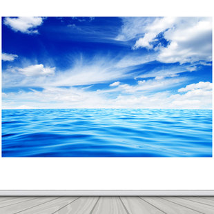 海洋海水海面海浪大海风景壁画自然美景蓝天白云背景墙贴纸装饰画