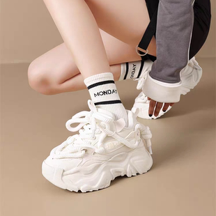 ZHR情侣同款厚底老爹鞋女2025新款复古潮流前卫百搭运动休闲鞋男