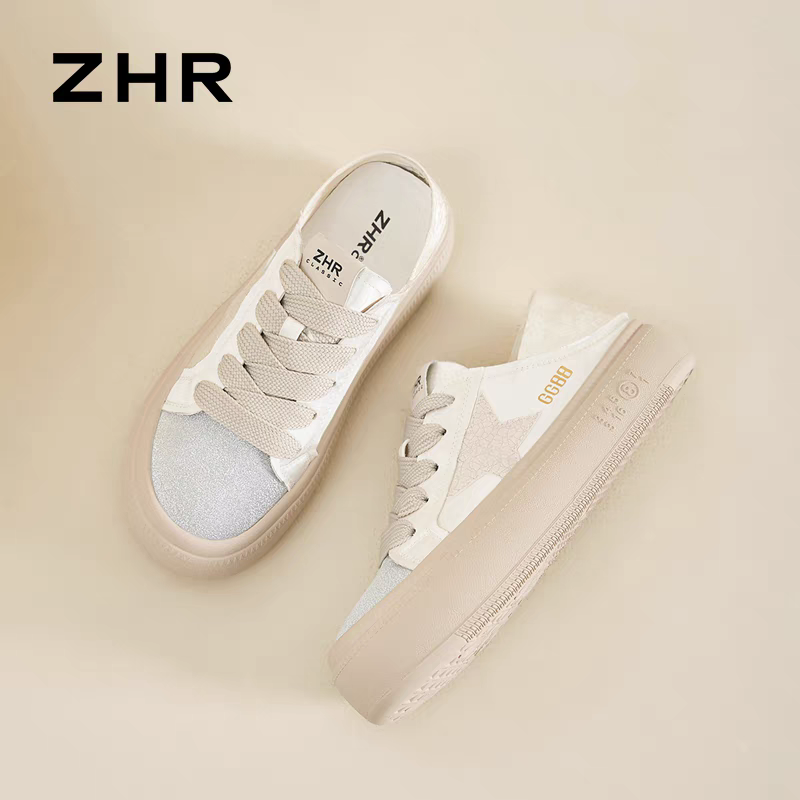 ZHR两穿布鞋女软底2025春秋季新款小众星星帆布鞋百搭厚底板鞋