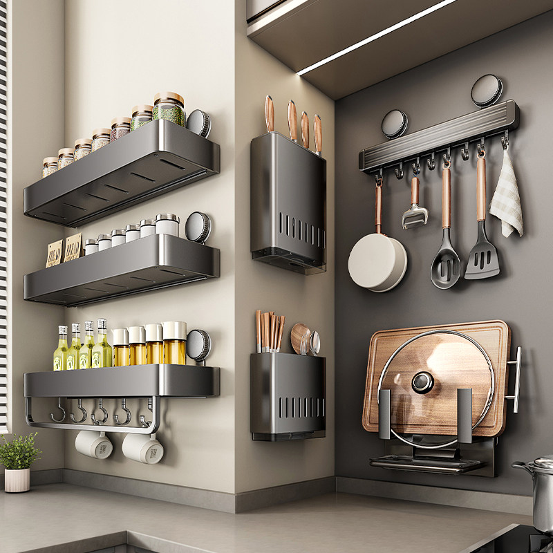 厨房多功能吸盘置物架调料收纳架