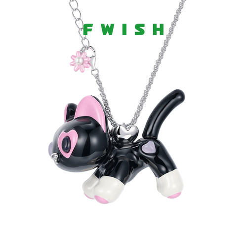 FWISH飞未夕爱心小猫毛衣链女款