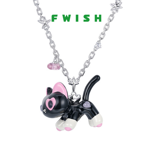 FWISH飞未夕爱心小猫项链女款