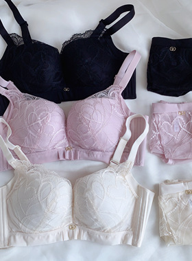 ponyo小百合系列调整型聚拢AB上薄下厚C薄莫代尔桑蚕丝文胸套装