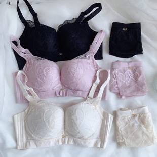 ponyo小百合系列调整型聚拢AB上薄下厚C薄莫代尔桑蚕丝文胸套装