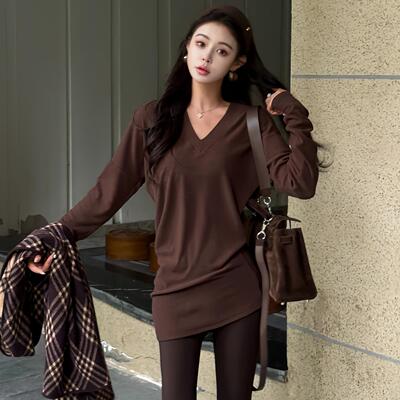 配鲨鱼裤中长款上衣女遮