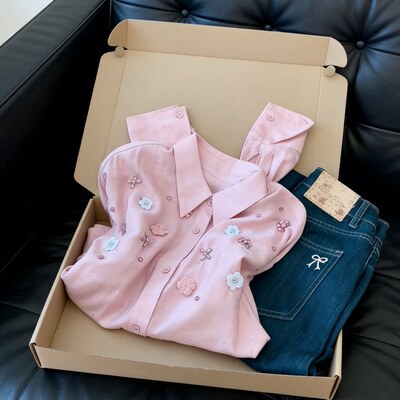 韩系立体花朵装饰烫钻设