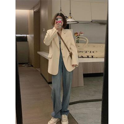 白色西装外套女2025春秋