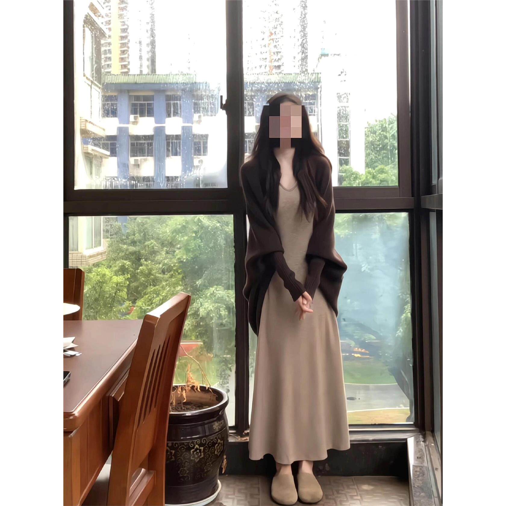 针织裙套装蝙蝠袖毛衣开衫巨好看早秋一整套穿搭秋日ootd秋季女款