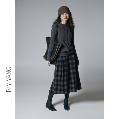 IVYYANG复古格纹呢料直