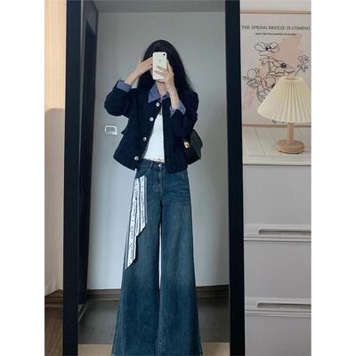 韩系假两件拼接翻领小香