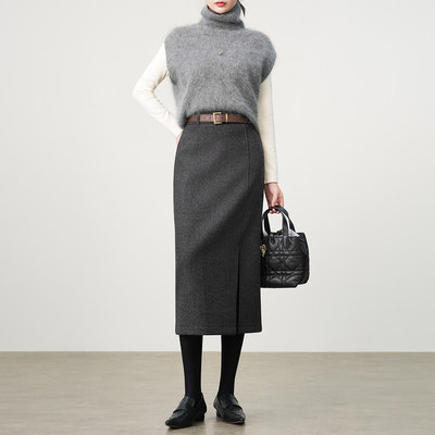 灰色西装半身裙女2026新