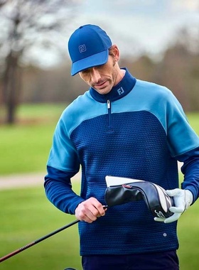 代购Footjoy ThermoSeries Jacquard Golf男子FJ高尔夫长袖衫