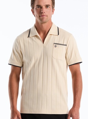 Original Penguin高尔夫短袖衫男Cotton Rib Open Collar Polo