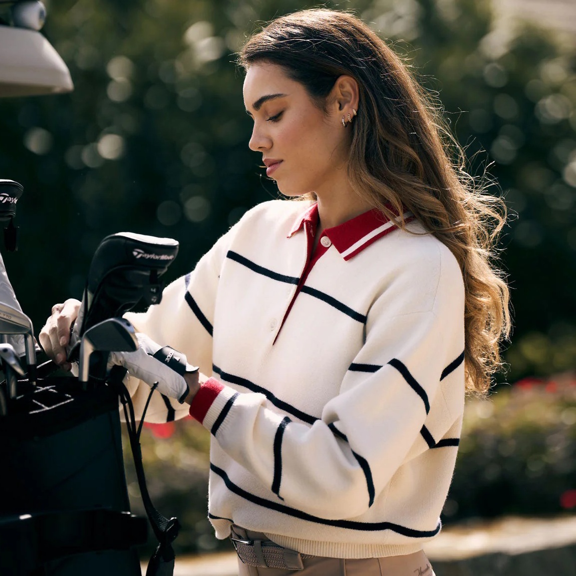 代购Macade Club Knit Polo Sweater女子高尔夫长袖针织衫