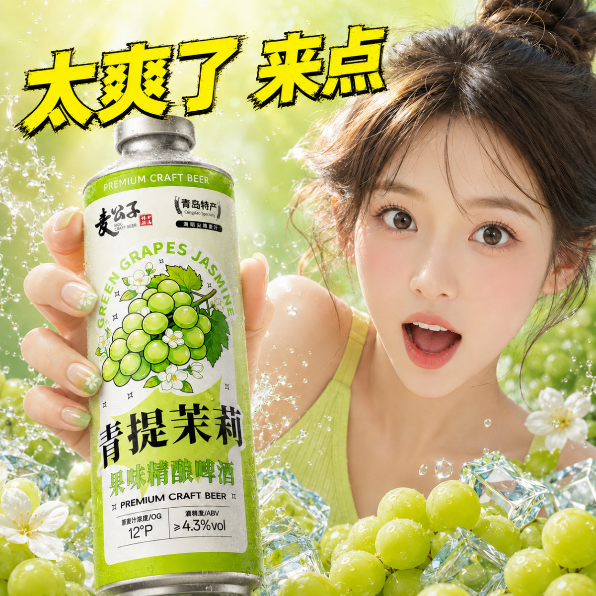 青岛特产精酿原浆1L大桶装熟啤扎啤全麦礼盒装青提茉莉高浓度果啤