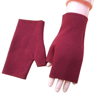 歌诺达秋冬新品女半指手套学生可爱写字开车加绒保暖德绒触屏露指