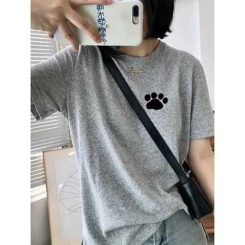 灰色炸街独特漂亮纯棉短袖t恤女士2026新款夏贵气松弛感穿搭上衣