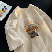 宽松港风女款 美式 2026年新款 t恤女夏季 上衣洋气减龄 复古纯棉短袖