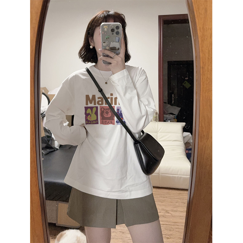 纯棉长袖t恤女秋冬2025新款加绒