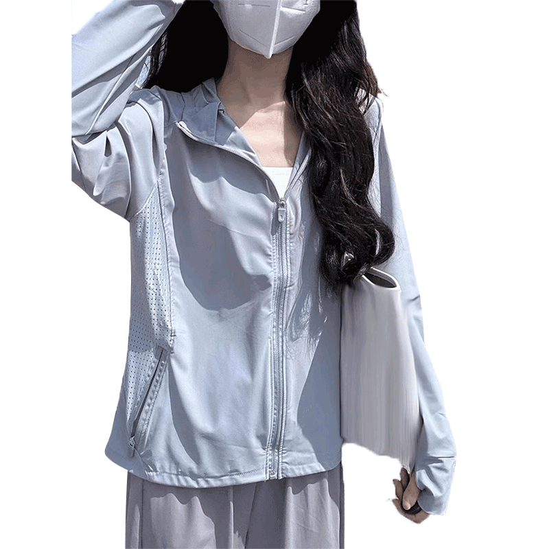 港风时尚超好看冰丝连帽透气防晒衣服女夏季欧货爆款薄款开衫外套