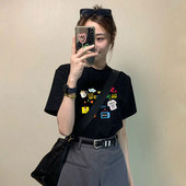 时髦时尚 微胖正肩t恤女2026年新款 女装 夏季 洋气宽松纯欲上衣 短袖