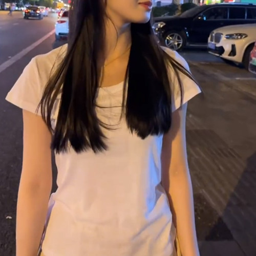 修身夏正肩短袖女装2026新款小众