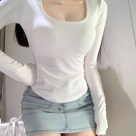 秋冬季纯欲性感辣妹u领内搭高级感打底衫女2025新款长袖t恤上衣