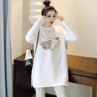 遮屁股长袖 秋冬季 t恤女德绒洋气上衣服 欧货打底衫 内搭宽松中长款