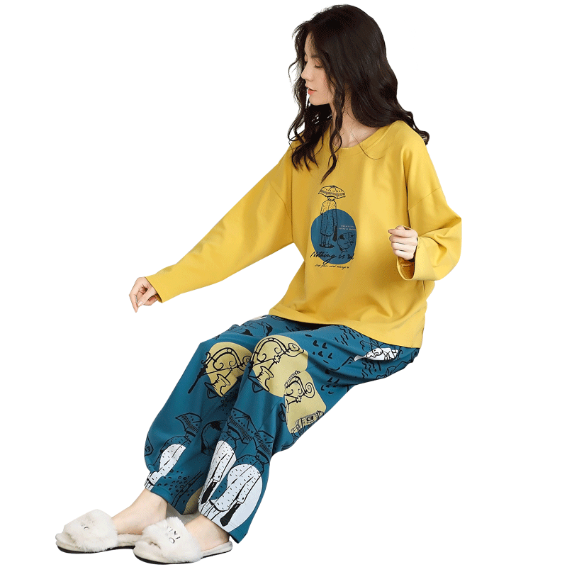 【回馈粉丝 特价清仓】春秋款长袖纯棉睡衣女秋季家居服套装