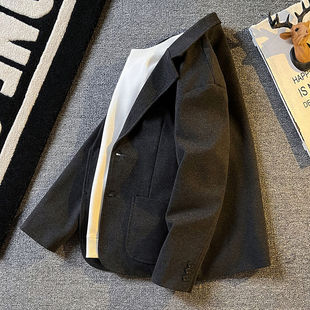 秋季 外套男高质感上衣潮流帅气休闲单西服抗皱免烫便西 毛呢小西装