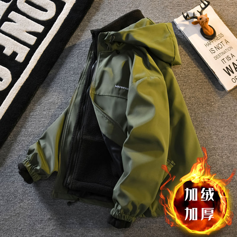 户外加绒冲锋衣男三合一保暖夹克