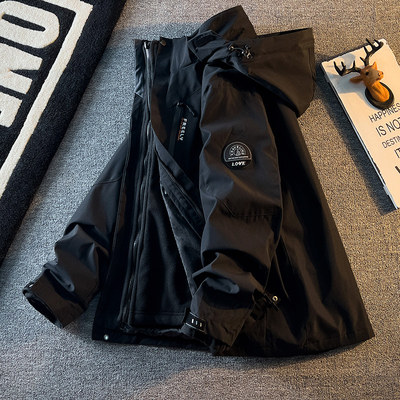 三合一冲锋衣外套男款可脱卸加绒登山服机能防水户外进藏工装夹克