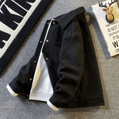 高级感粗纺小香风外套男复古宽松上衣春秋款 夹克 潮牌痞帅休闲工装