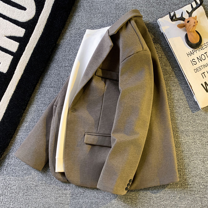 毛呢西装外套男痞帅上衣休闲西服