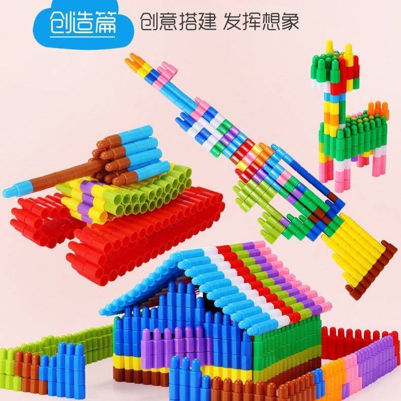 塑料拼插火箭大号子弹头积木玩具3-6岁幼儿儿童小男孩子拼装益智