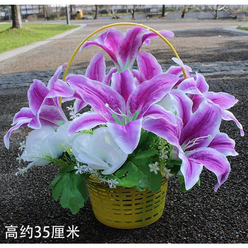 仿真花玫瑰花篮清明花假花扫墓花上坟绢花祭祀花装饰花便宜公墓花