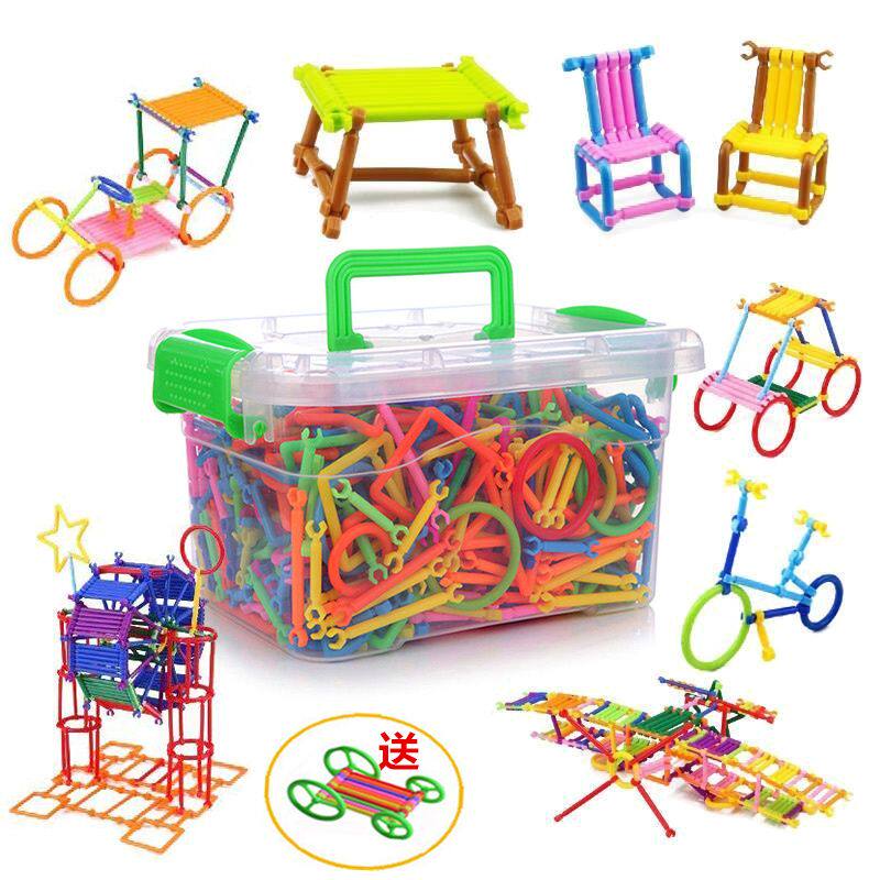 儿童聪明魔术棒积木塑料2-3-6岁男孩女孩益智力开发拼装拼插玩具