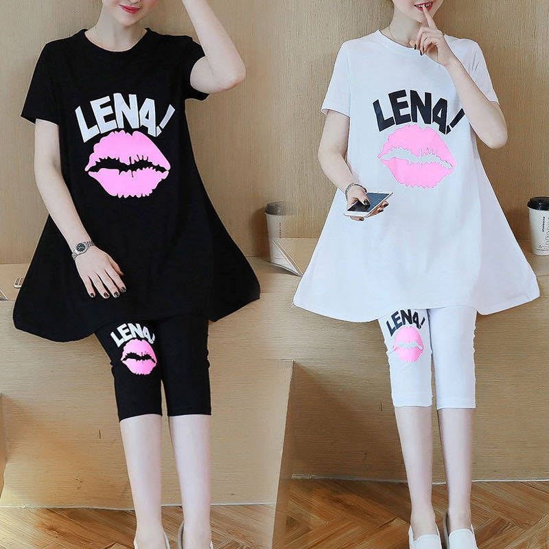 孕妇装夏装时尚款两件套睡衣怀孕期薄款夏季大码洋气网红孕妇套装