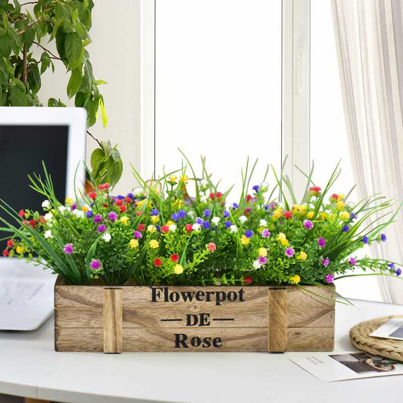 仿真花假花塑料花桌面墙角太阳花仿真绿植盆栽摆件雏菊栅栏花套装