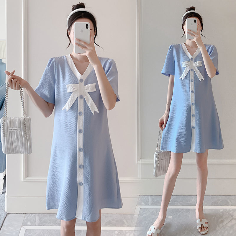 孕妇装夏季新款孕妇连衣裙韩版宽松中长款外出哺乳孕妇连衣裙夏装