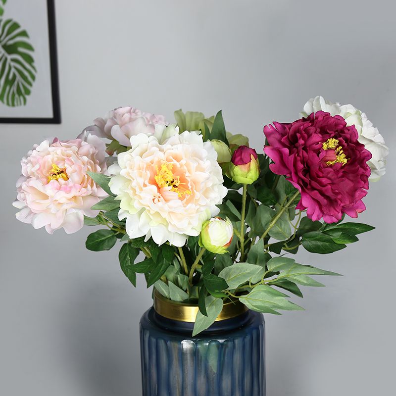 牡丹花仿真花假花客厅装饰花艺摆设餐桌插花花束摆件塑料花防真花