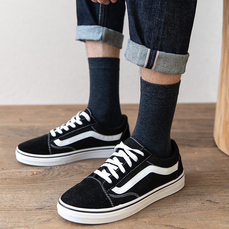 春秋冬季黑色袜子吸汗防臭商务