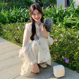 新中式国风穿搭碎花衬衣套装女春秋超火好看高级感半身长裙两件套，女装连衣裙，浙宝220A