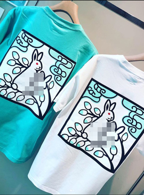 #FR2 月桃GETTO 月桃大白兔 月桃LOGO T-shirt 男女宽松短袖T恤潮